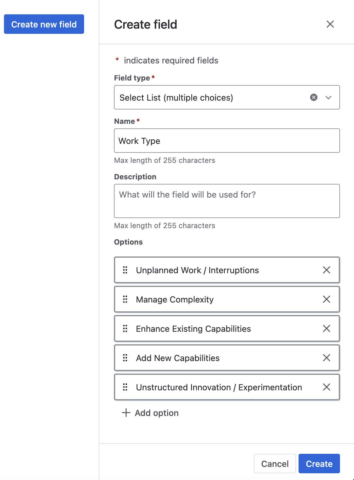 Jira Create New Field Screenshot